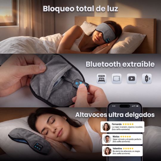 DeepRest® | Antifaz Para Dormir con Bluetooth