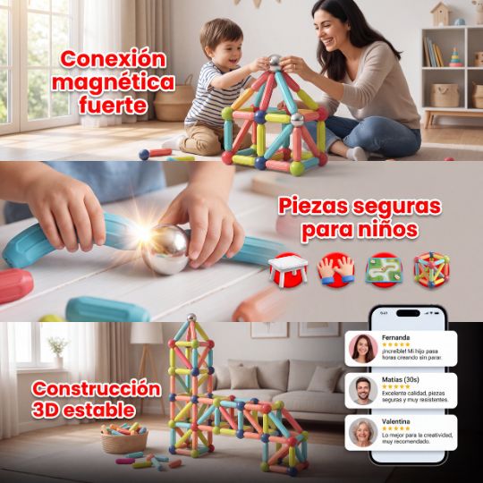 Buildo® | Juego Bloques Construcción Magnéticos 36