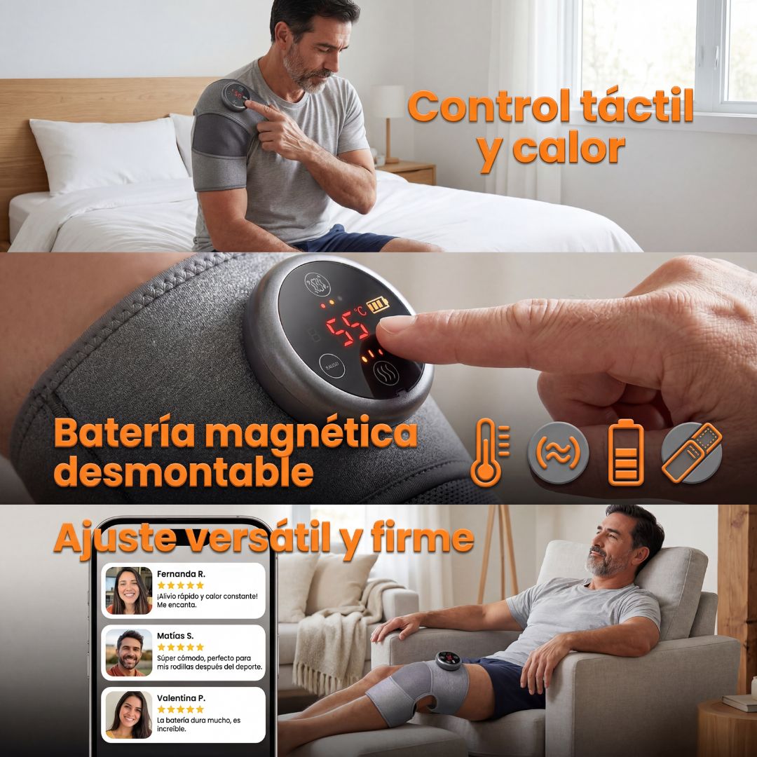 Orthovibe® | Rodillera térmica vibratoria (masaje y calor).