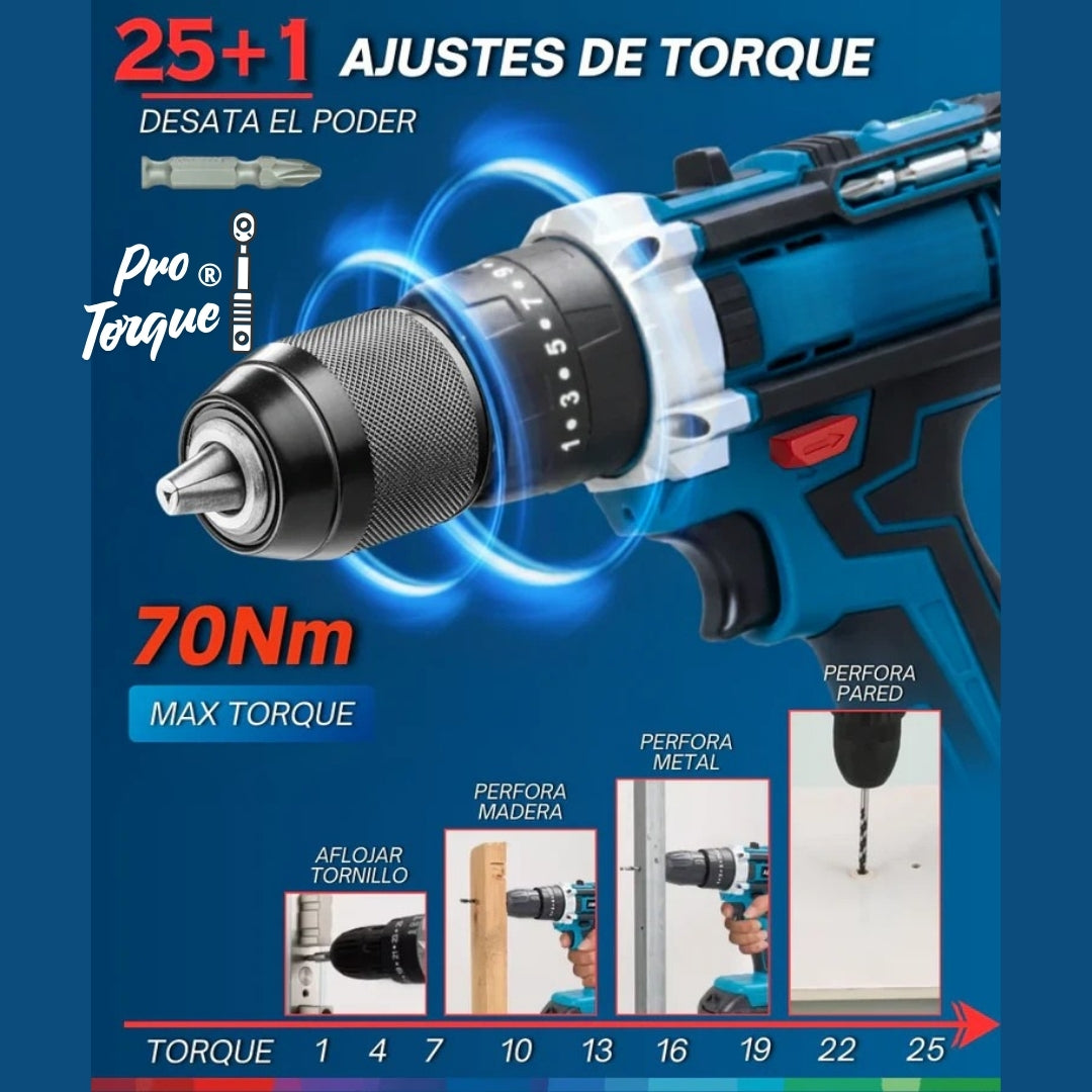 ProTorque® | Taladro inalámbrico (2 baterías 48v)