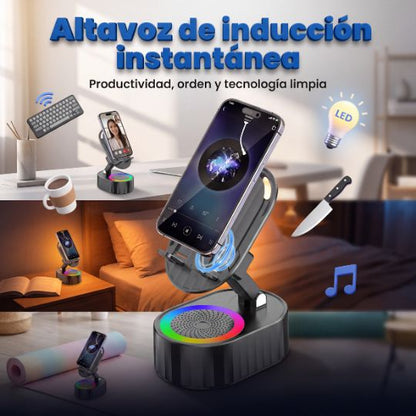 AuraStand® | SOPORTE INDUCTION PARLANTE CON LUZ