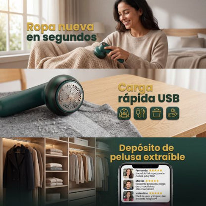 TexGlow® | Quita Pelusas - recargable - VERDE