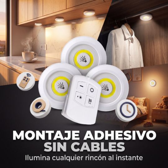 PuckLight Pro® | SET 3 LUCES LED CON CONTROL REMOTO