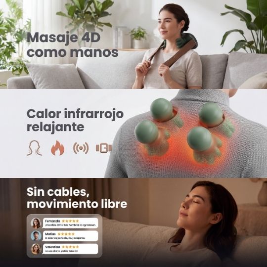 CervicRelief® | Masajeador de cuello y hombros con calor