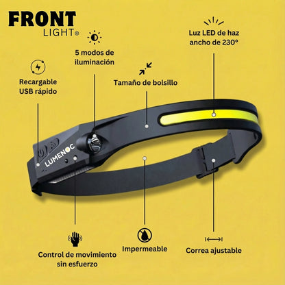 FrontLight® | Linterna cintillo recargable con sensor