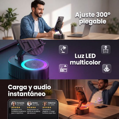 AuraStand® | SOPORTE INDUCTION PARLANTE CON LUZ