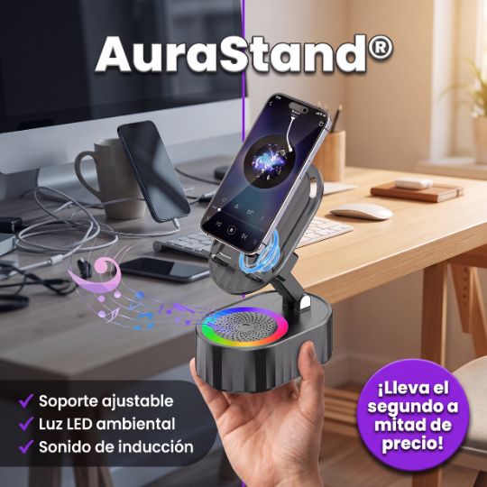 AuraStand® | SOPORTE INDUCTION PARLANTE CON LUZ