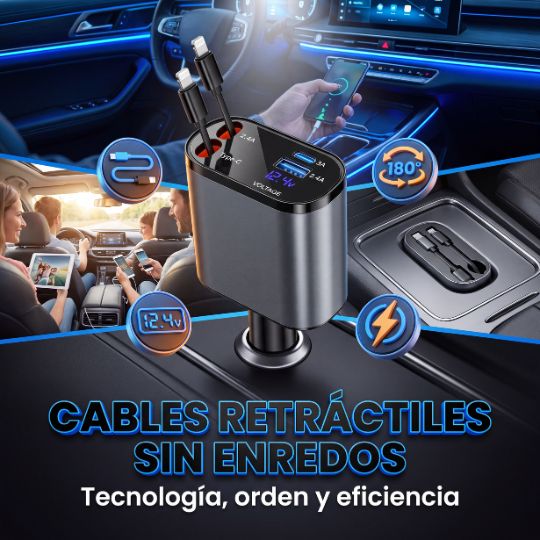 VoltDrive Pro® | Cargador De Auto 4 En 1 120w