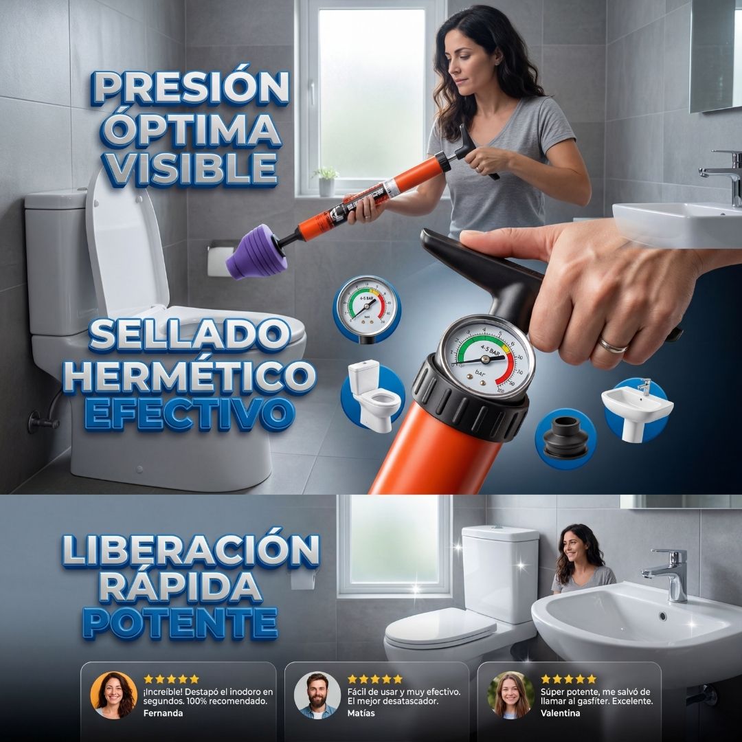 Buster PRO® | Sopapo destapador a presión inodoro WC