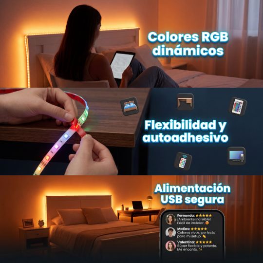 GlowGrid® | Tiras de luces RGB, 5 metros