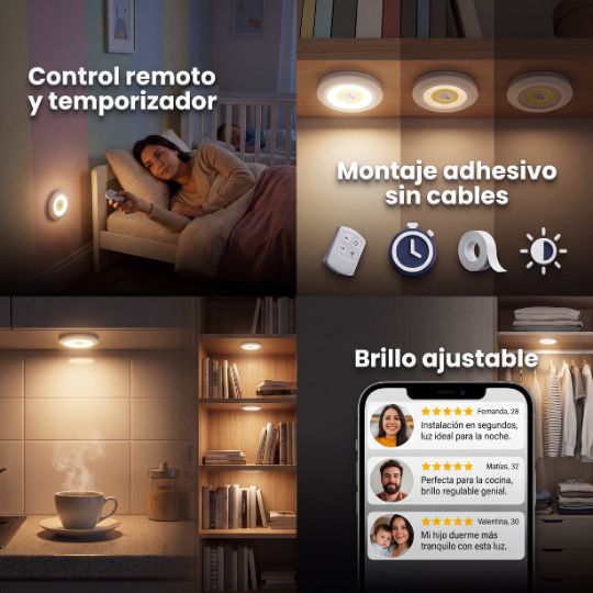 PuckLight Pro® | SET 3 LUCES LED CON CONTROL REMOTO