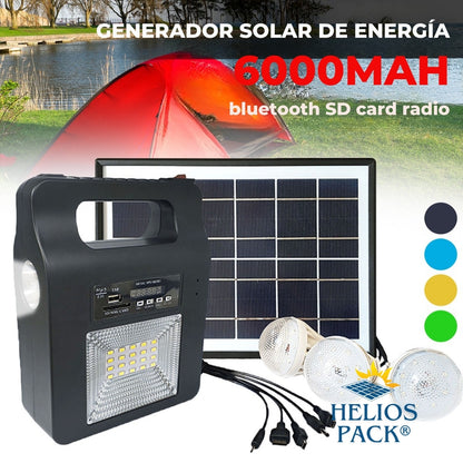 Helios Pack® | Generador de carga solar (Luz de emergencia, cargador y reproductor Bluetooth)