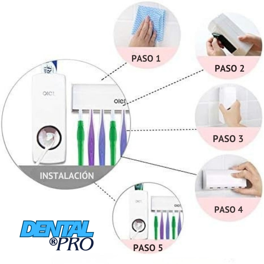 DentalPro® | Dispensador de pasta dental y porta cepillos