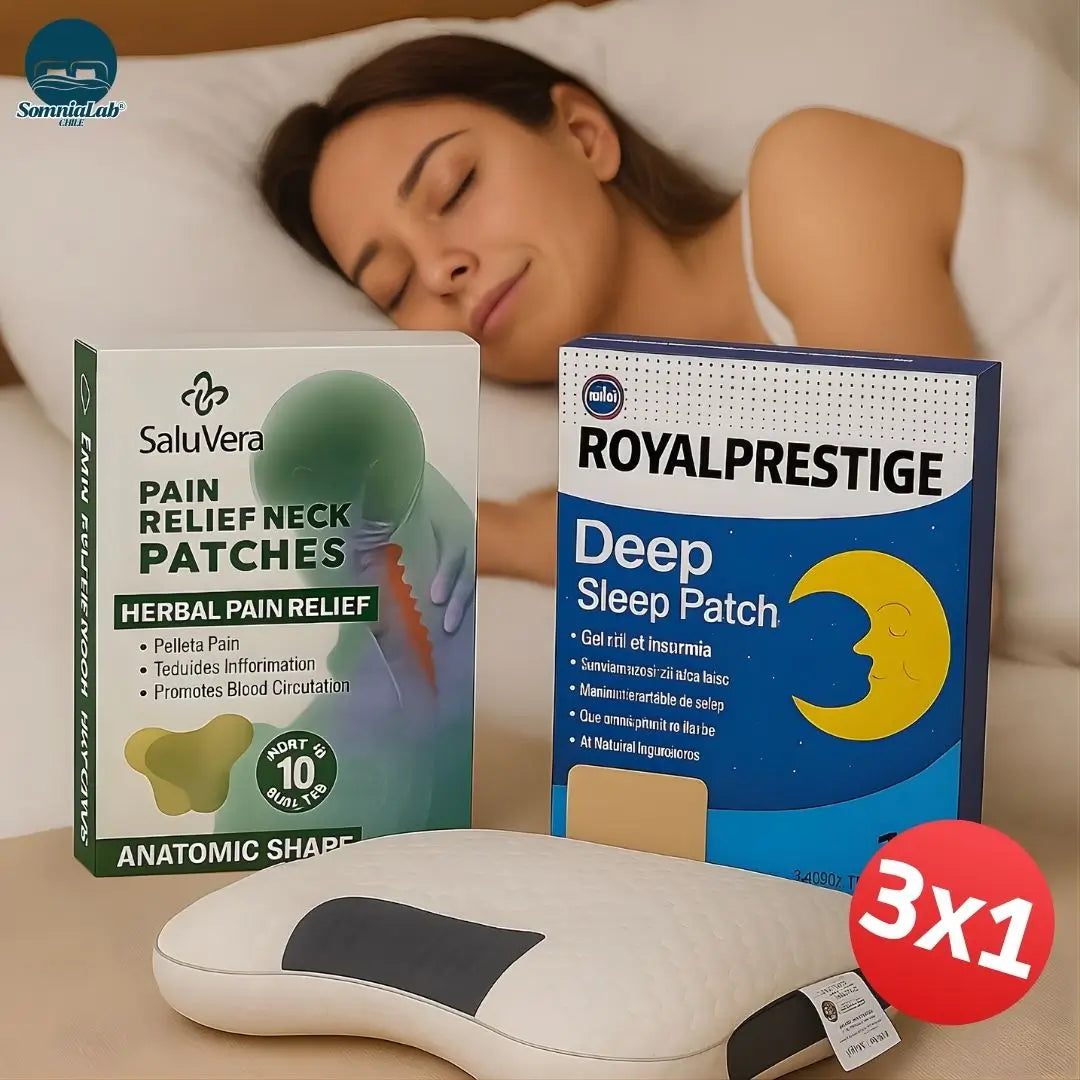 Combo Restify®: Almohada Ortopédica + Parches Alivia Dolor de Cuello + Parches Insomnio
